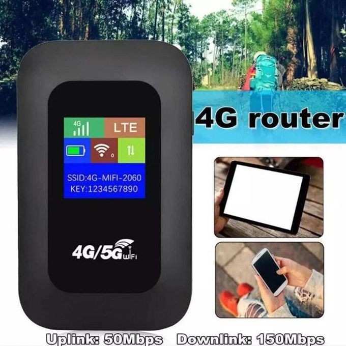 Generic 150Mbps 4G/5G LTE WiFi MiFi - Écran couleur portable avec slot SIM, Plug-and-Play 2100mAh - Blanc