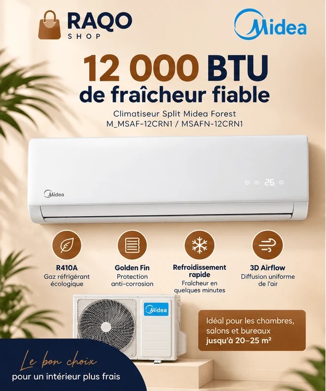 Midea Split 12.000 BTU Midea R410A Façade Blanche | M_MSAF-12CRN1