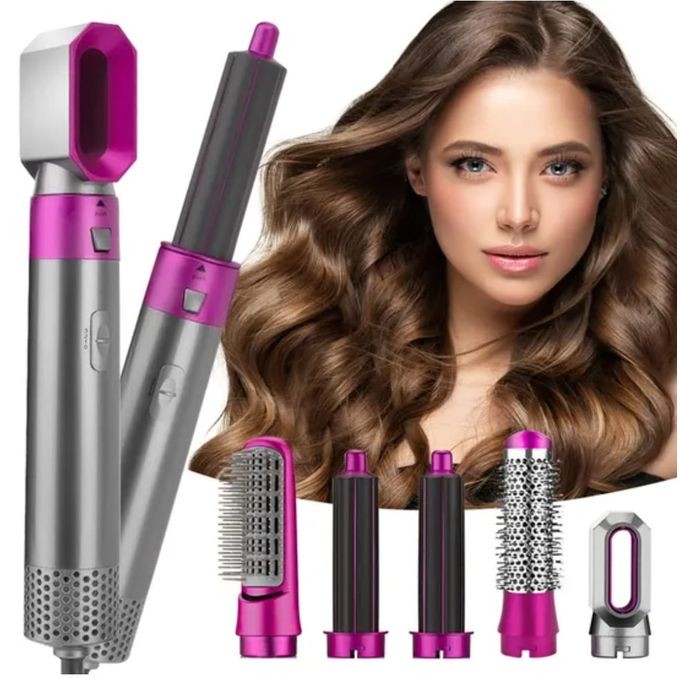 Sèche-cheveux électrique 5 En 1 - Brosse Chauffante - Lisseur Bigoudi Professionnel - Lisseur Cheveux - Fer A Friser - Multicolore